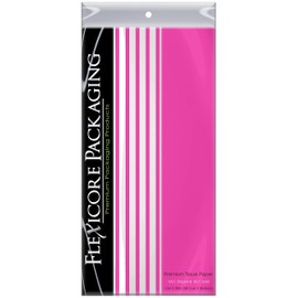 Flexicore Packaging Hot Pink Gift Wrap Tissue Paper | Size: 15 Inch X 20 Inch | Count: 20 Sheets | Color: Solid Hot Pink & Pin Stripe