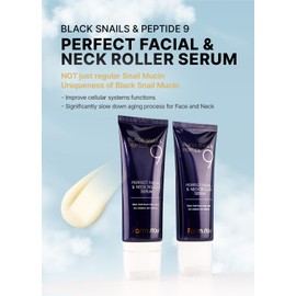 Farmstay Black Snail & Peptide 9 Perfect Facial & Neck Roller Serum – Firming & Lifting, Deep Hydration & Skin Elasticity, Snail Mucin & 9 Peptides for Youthful Glow & Smooth Skin, 100ml