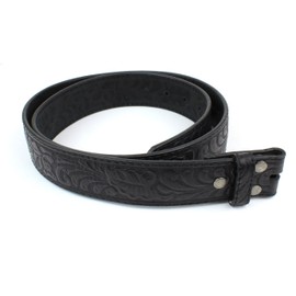 BC Belts Leather Belt Strap with Embossed Western Scrollwork 1.5" Wide with Snaps (Black-L)