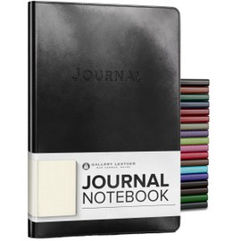 Gallery Leather Journal Notebook - 192 Pages, Softcover, For Men and Women, For Writing, Work & Travel, Handcrafted - Acadia Black - 8 x 5.5, Desk Grid