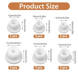 BOHUIZ 30 Pcs Salt and Pepper Stoppers Plugs, Silicone Salt Shaker Stopper Plug 6 Sizes Bottle Stopper Soft Shaker Plug Replacement Reusable Stoppers Plugs for Pots Bottles Pipes Home Kitchen(8.3,10,
