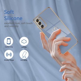 Compatible with Samsung S20 FE 5G(6.5 inch) Case Luxury Plating Love Heart Phone Case with Side Small Pattern Ultra Slim Soft TPU Shockproof Protective Electroplated Cover for S20 FE-Blue
