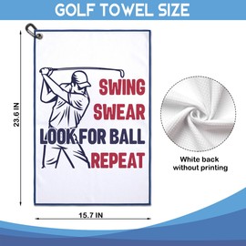 GEYGIE Swing Swear Look for Ball Printed Microfiber Golf Towel, Funny Golf Towel Gifts and Golf Accessories for Men Women Dad Mom Grandpa, Fathers Day Birthday Gift for Golf Lover Golfer