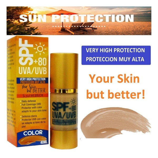 Anti Aging Sunscreen SPF 80 BB Cream Tinted Protector solar UVA 80 con color