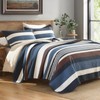 100% Cotton King Quilt, Dark Blue and Brown Striped King
