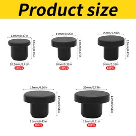 WYYFXY® Pack of 50 Rubber Hole Plugs, 5 Sizes Cover Caps Rubber Black Round 8-13 mm Blanking Plugs Sealing Plugs Rubber for Bottles Pipes Furniture