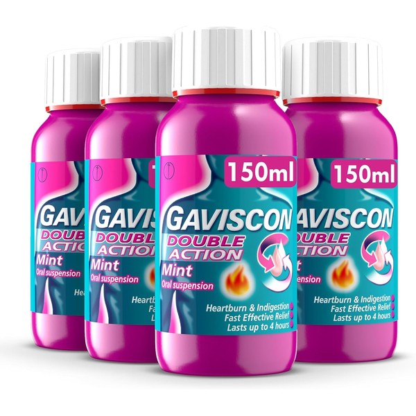 Gaviscon Double Action Liquid, Mint, 4 X 150ml, Total of