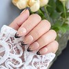 Handmade Press-On Nails, French Tip Press-On Nails, Handcrafted Black Short