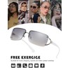 MASDUN Stylish Rimless Frameless Rectangle Sunglasses for Womens Surrounded designer