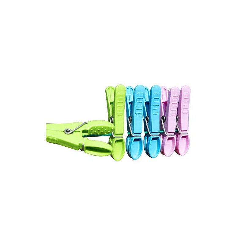 Lancaster Clothespins - Stronger, USA Made, Anti Twist (24, Blue,Green,Pink)