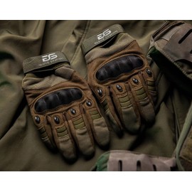 Glove Station - Tactical Shooting Hard Knuckle Gloves for Men and Woman with Touchscreen Fingers - Durable and Comfortable Hand-Gear for Outdoor Work Shooting and Hunting - Green/X-Large