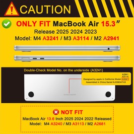 MEEgoodo for M4/M3/M2 MacBook Air 15.3 inch Case 2025 2024 2023, Case Fit Model (A3241/A3114/A2941) for MacBook Air 15 inch, Laptop Hard Shell with Keyboard Cover, Engraving Floral
