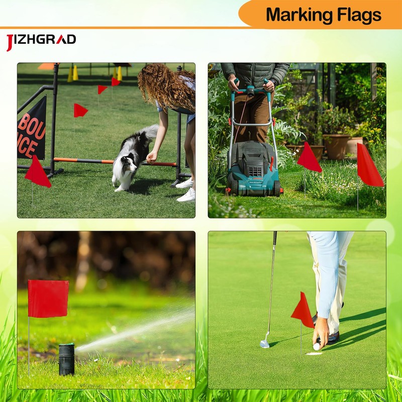 20Pack Red Marking Flags, JIZHGRAD 13x4x5 Inch Marker Flags Use