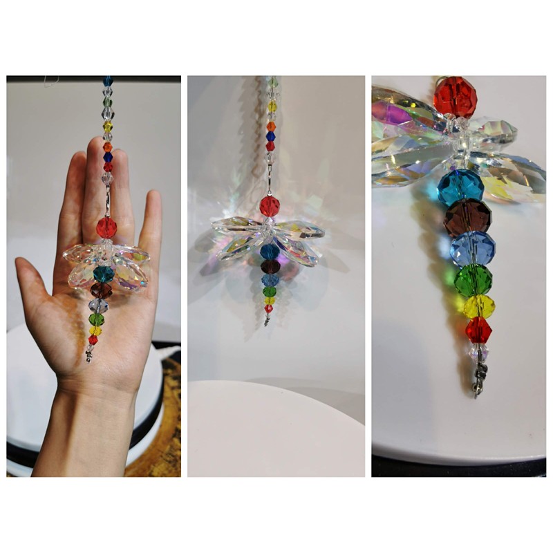 H&D HYALINE & DORA Crystal Dragonfly Rainbow Suncatcher Hanging Fengshui
