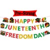 Pre-Strung Happy Juneteenth Freedom Banner Decorations for Party, Glitter Juneteenth