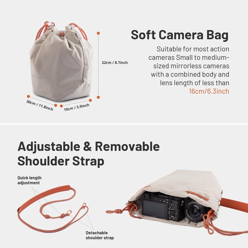 PGYTECH OneGo Camera Bag with Drawstring, Stylish Soft Shoulder Bags