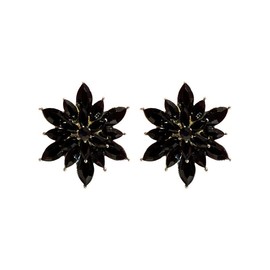 Just Follow Crystal Flower Burst Stud Earrings for Women Rhinestone Floral Cluster Zircon Blooming Earrings Wedding Party Jewelry Accessories (Black)