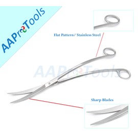 AAProTools Long Stainless Steel Aquascape Tool Kit for Saltwater Freshwater Aquarium Plant Trimming, Fish Tanks, Terrariums (Stainless Steel Wave Scissors)