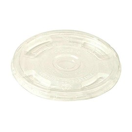 World Centric CPL-CS-12 100% Compostable Ingeo Flat Lids, Straw Hole, for 9Q - 24 oz. Cups, Clear (Pack of 1000)