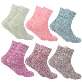 BundleMall 6 Pairs of Women's Wool Socks in Thick Knit Winter Warm and Comfortable Crew Socks Women Gifts (Set-A)