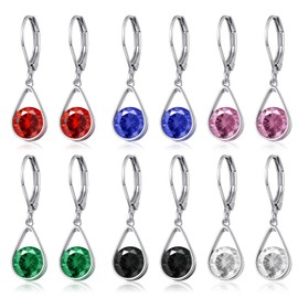 Multicolor Crystal Dangle Earrings and Studs for Women 928 Silver Hypoallergenic Dangle Earrings Leverback Earring
