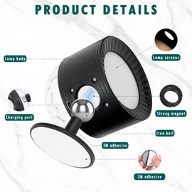 OneNine Led Wandleuchte Innen, 2-in-1 Partylicht und Wandlampe, Doppelkopf 360° Drehbare Wandleuchte, Wiederaufladbar, 5 Helligkeitsstufen 3 Farbmodi Wandlampe Akku, für Innenbereich