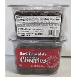 Trader Joe TJ Dark Chocolate covered Cherries 12oz 340g (Two Tubs)