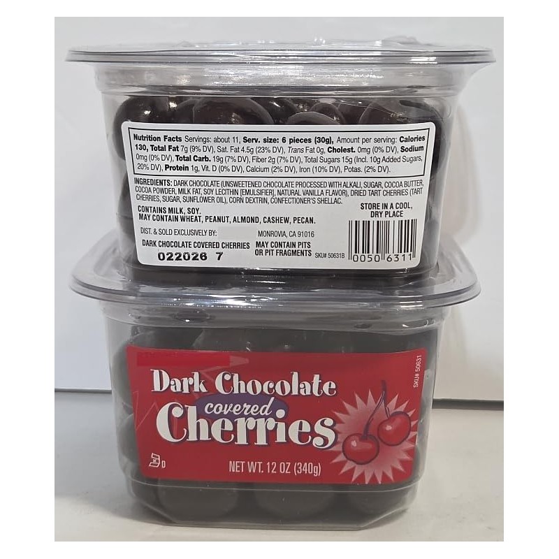 Trader Joe TJ Dark Chocolate covered Cherries 12oz 340g (Two