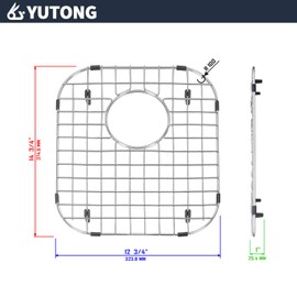 Yutong Kitchen Stainless Steel Sink Bottom Grid with Large Rounded Corner (12.8" x 14.8")