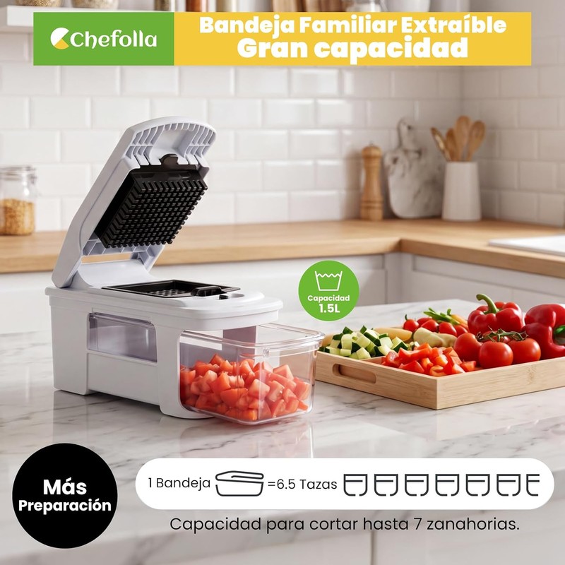CHEFOLLA Cortador de Verduras Multifunción 5 en 1 de Gran