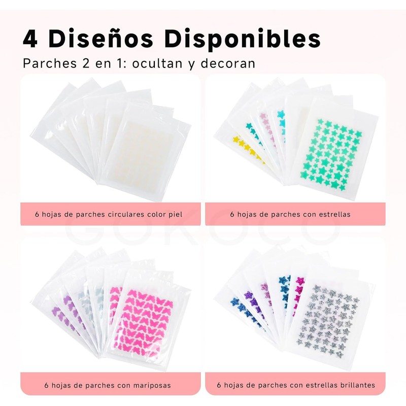 GOKOCO Parches para Acné 306 Pack, Estrella Brillante de 6