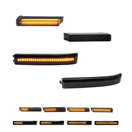 Sequential LED Side Mirror Turn Signal Lights for Ford F150 2009-2014 Raptor 2010-2014 Smoked Lens Amber 4pcs Inside Outside Right Left Lamps