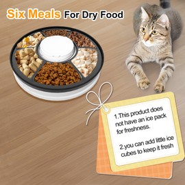 Automatic Cat Feeder for Dry Food,Supplement & Treats， 6 Compartment Timed Cat Food Dispenser for Cats and Small Dogs，No Ice Needed Automatic Dog Feeder(Black)