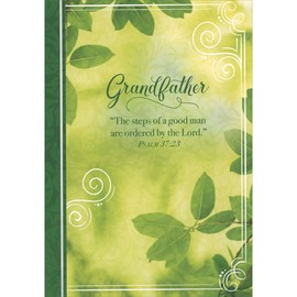 Designer Greetings Steps of a Good Man Scripture Verse: Leaves on Yellow and Green Religious Father's Day Card for Grandfather