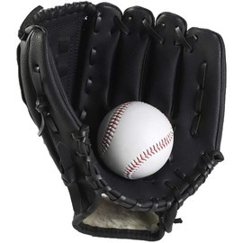 YOASONEK Baseball Glove, Softball Mitt,Catcher's Glove, Comfortable Baseball Mitt and Baseball Set, for Kids Youth Adults Sports and Contest, Left Hand Glove, Right Hand Throw (12.5 Inch, Black)