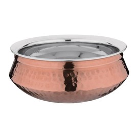 Olympia Large Handi Copper Serving Dish 200mm - Double Walled, Durable, Wide Rim, Home Restaurant Café Buffet Display Rice Curry Food Serving Pot