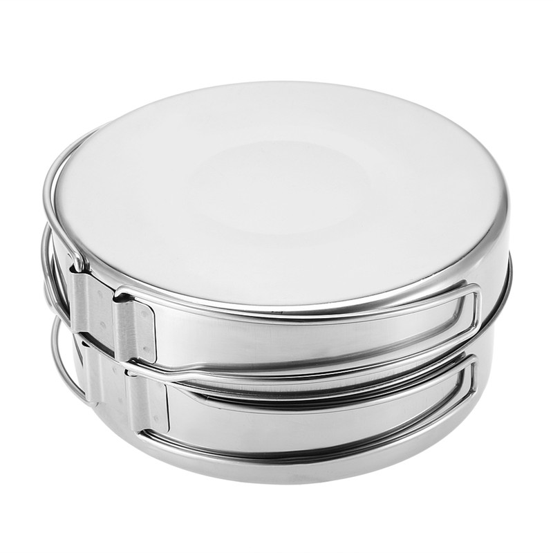 4Pcs Portable Stainless Steel Cookware Set Camping Picnic Outdoor Pan