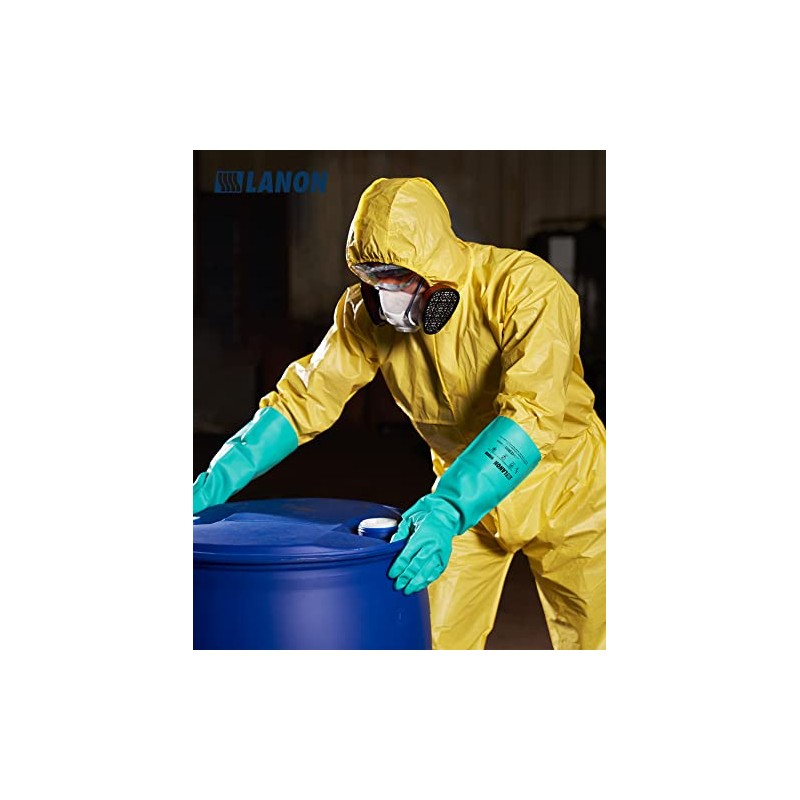 LANON - Guantes de nitrilo resistentes a los productos químicos,