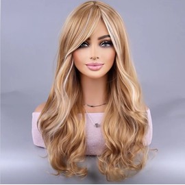 WIG -  LONG LIGHT BLONDE WAVY HAIR W. BANGS & LAYERS