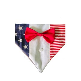 Stars and Stripes Tuxedo Over the Collar Dog Bandana That Slips Onto Your Dogs Existing Collar Size (X-Small)