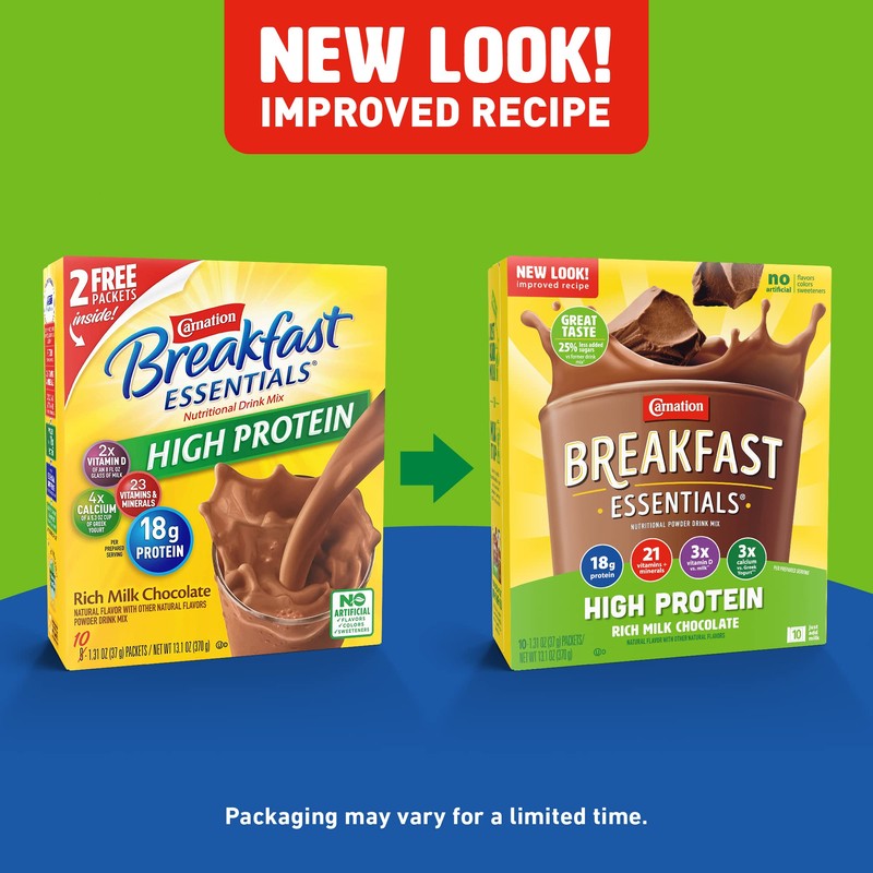 Carnation Breakfast Essentials High Protein Powder Drink Mix, Rich Milk
