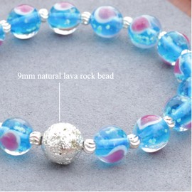 grehapas Firefly Bead Bracelet 8mm Luminous Glass Bead Bracelet for Women Glow in the Dark Glass Bead Healing Crystal Glass Beads Bracelet Stretch Bracelets for Women Jewelry