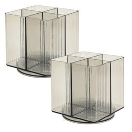 Trio Essentials Square Rotating 4 Compartment Cosmetic & Beauty Organizer, Brush Holder, Makeup, Jewelry, Office Desk Accessories, Cutlery, Vanity Holder, Art Supplies, Household Organization (2 Pack)