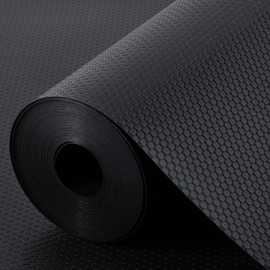 Shelf Liners for Kitchen Cabinets Non Adhesive Drawer Liner for Bathroom Waterproof Refrigerator Liners for Shelves Fridge Plastic Mats Cabinet Cupboard Liner Black 11.8 x 59 Inches
