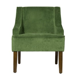 HomePop Velvet Swoop Arm Accent Chair, Dark Green