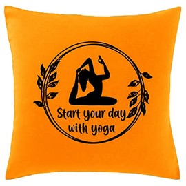 Hippowarehouse Start the day with yoga Printed bedroom accessory cushion cover case 41x41cm