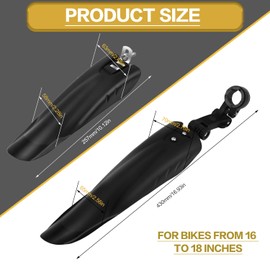 FAELNK Bicycle Mudguard Set Front and Rear Children's Bicycle Mudguard Easy to Install Adjustable Bicycle Mudguard for 16-18 Inch Children's Bikes