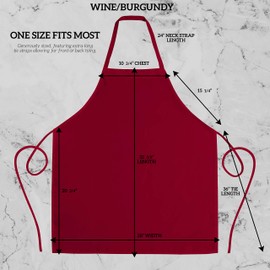 GREEN LIFESTYLE 12 Pack Professional Chef Apron – Grilling Aprons for Men, Waterproof Cooking Apron for BBQ, Work or Restaurant Use, Kitchen Aprons for Women – Burgundy, No Pockets