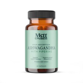 Mett Wellness Ashwagandha with Piperine | 60 Capsules | Supports Brain Function, Energy & Immune Function | Helps Encourage a Sense of Restfulness