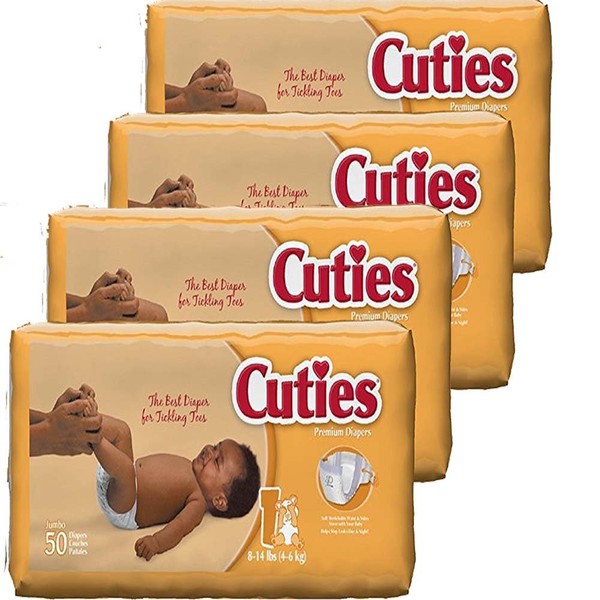 Cuties Baby Diapers, Size 1, 50-Count, Pack of 4